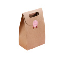 recycled perforated packaging ribbon handle large size  zip lock wine valve cement toiletry oil kraft wax paper tote bag